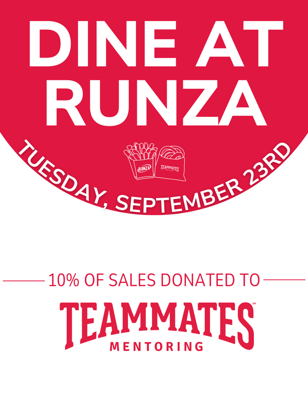 TeamMates Partners with Runza to Host Fundraiser on September 23 rd